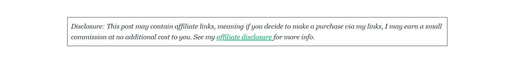 affiliate link disclosure note