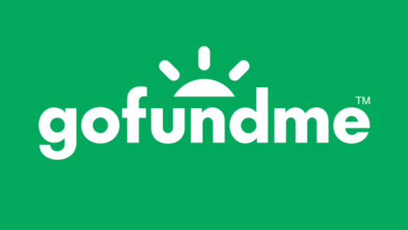 GoFundMe logo on a green background.