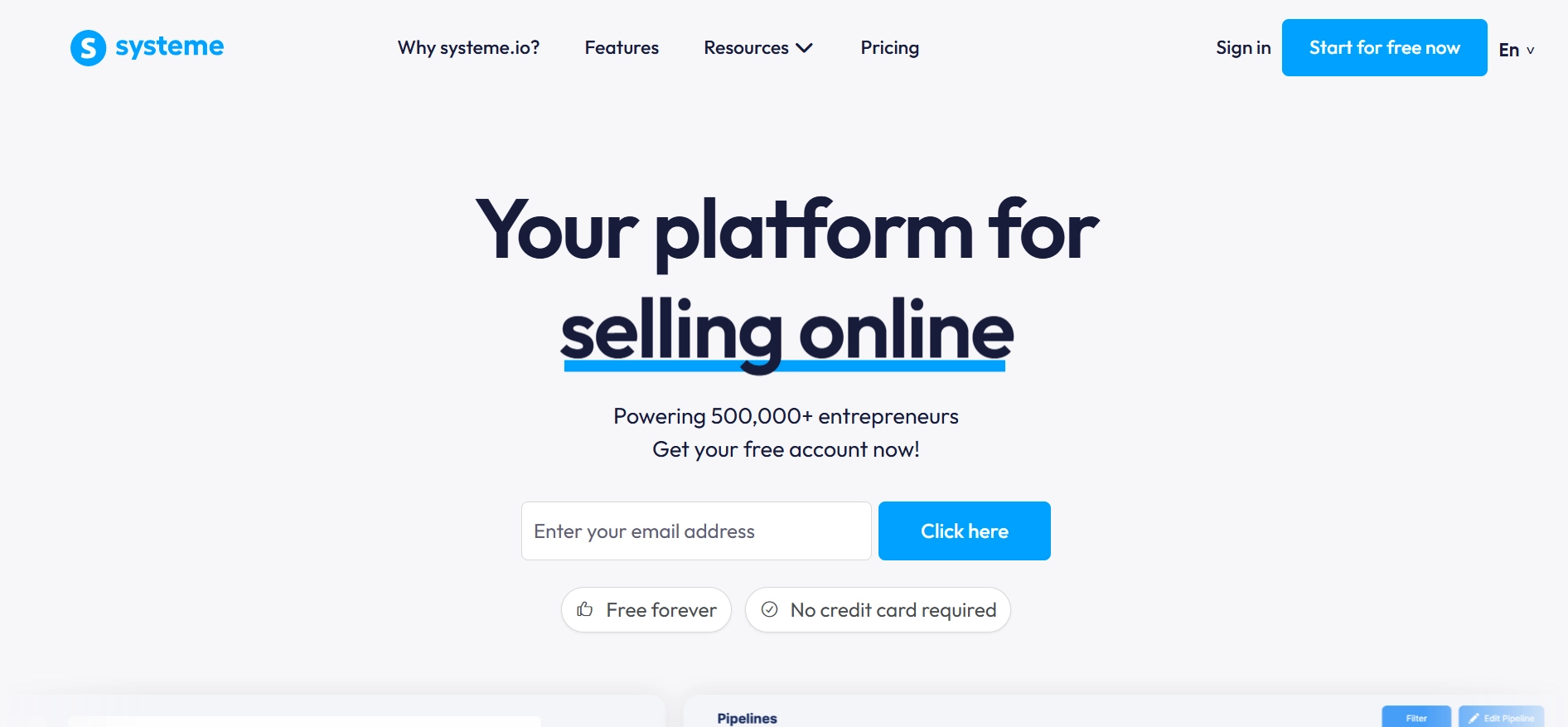 Systeme io homepage
