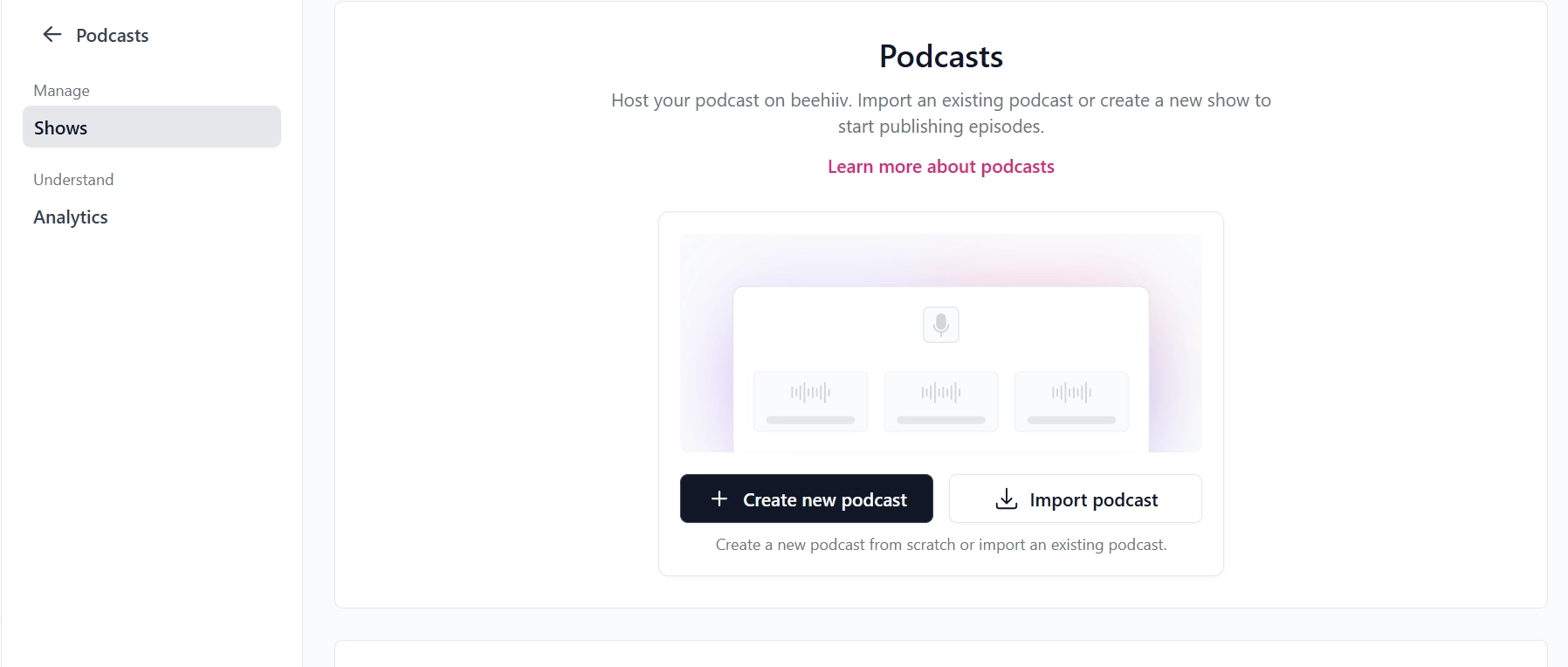 Beehiiv's podcast feature