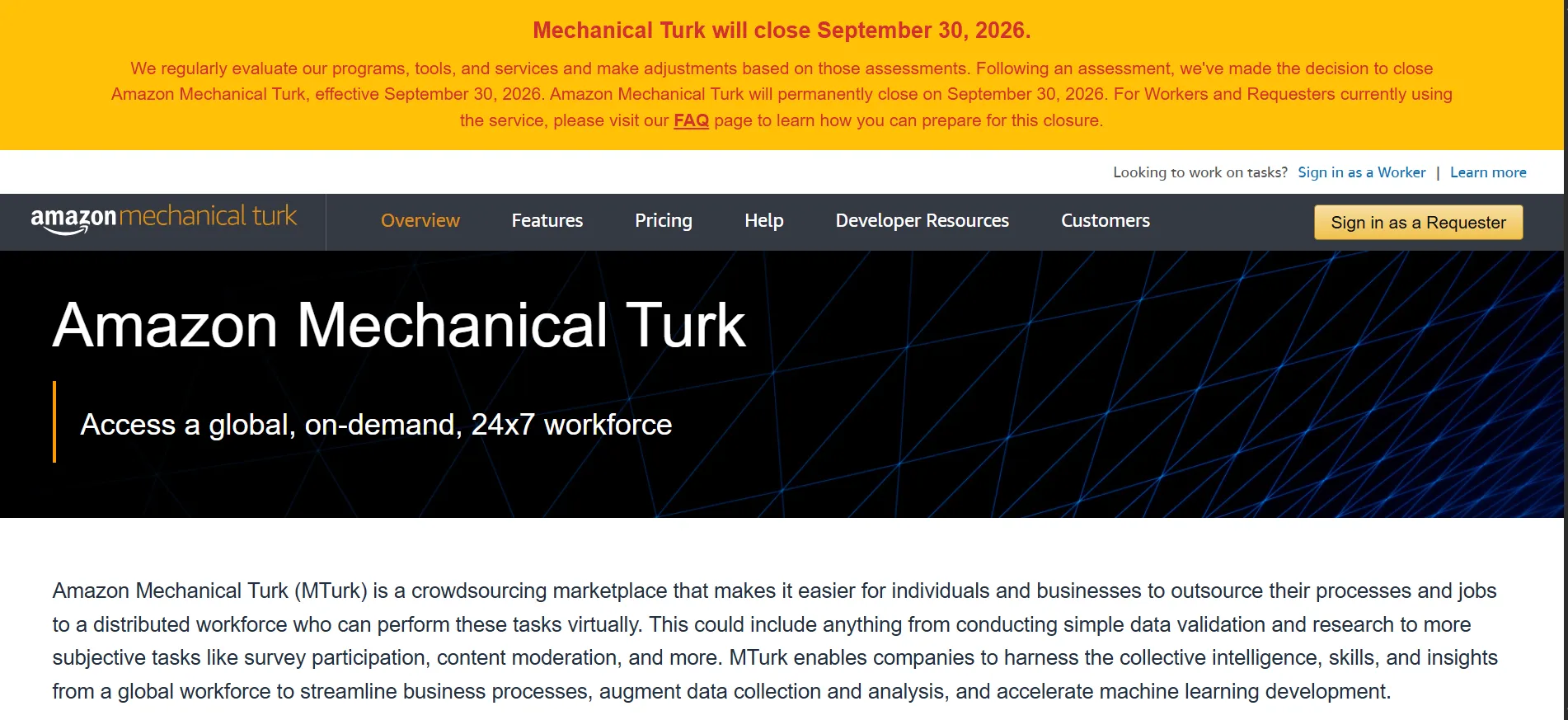 Amazon Mechanical Turk webpage