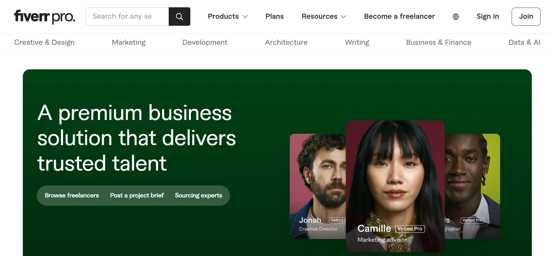 Fiverr Pro webpage