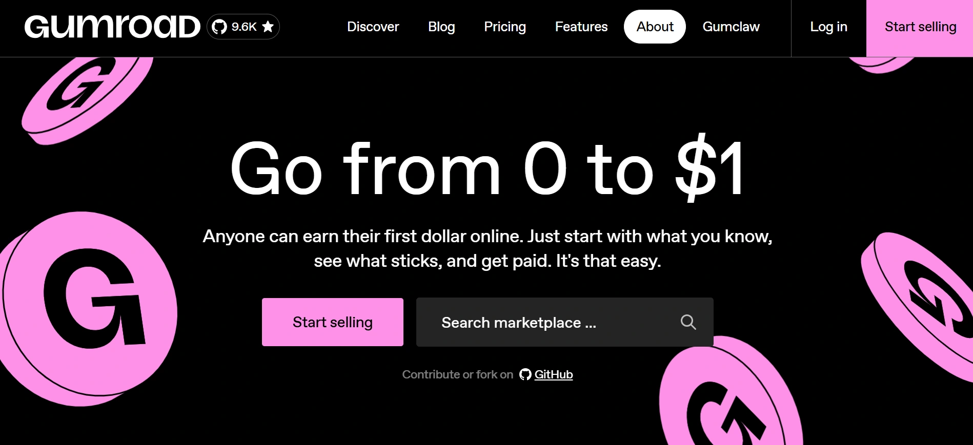 Screenshot of Gumroad webpage