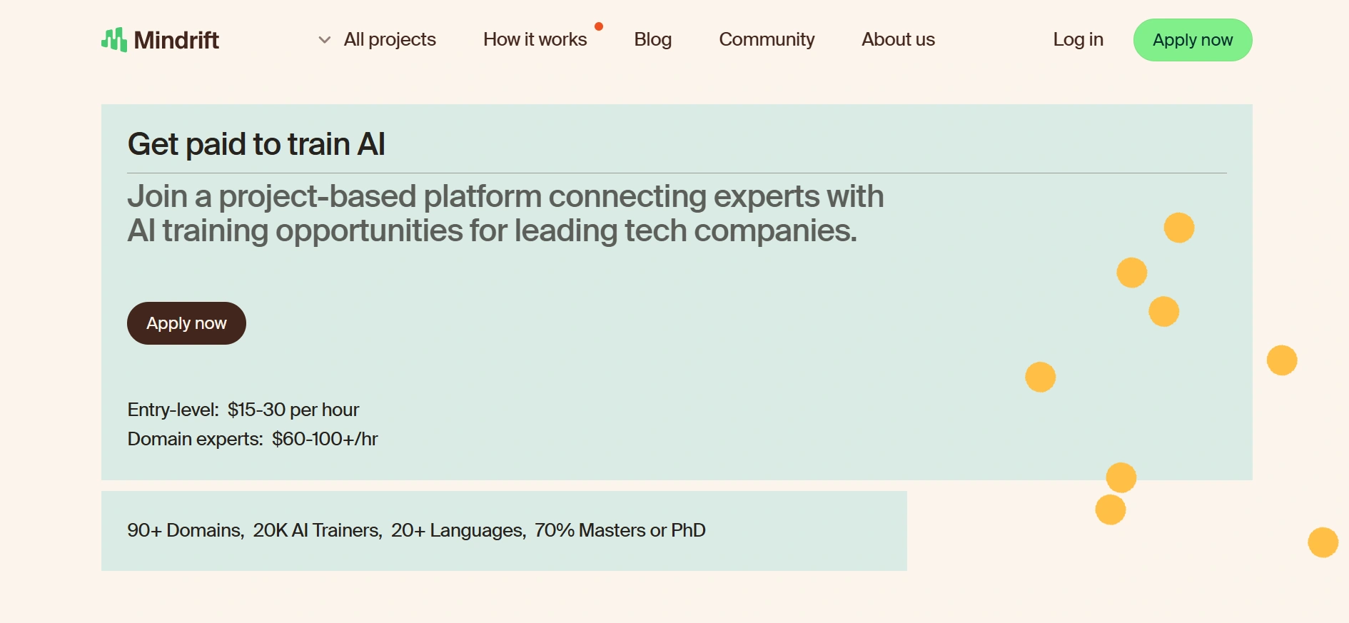Mindrift webpage