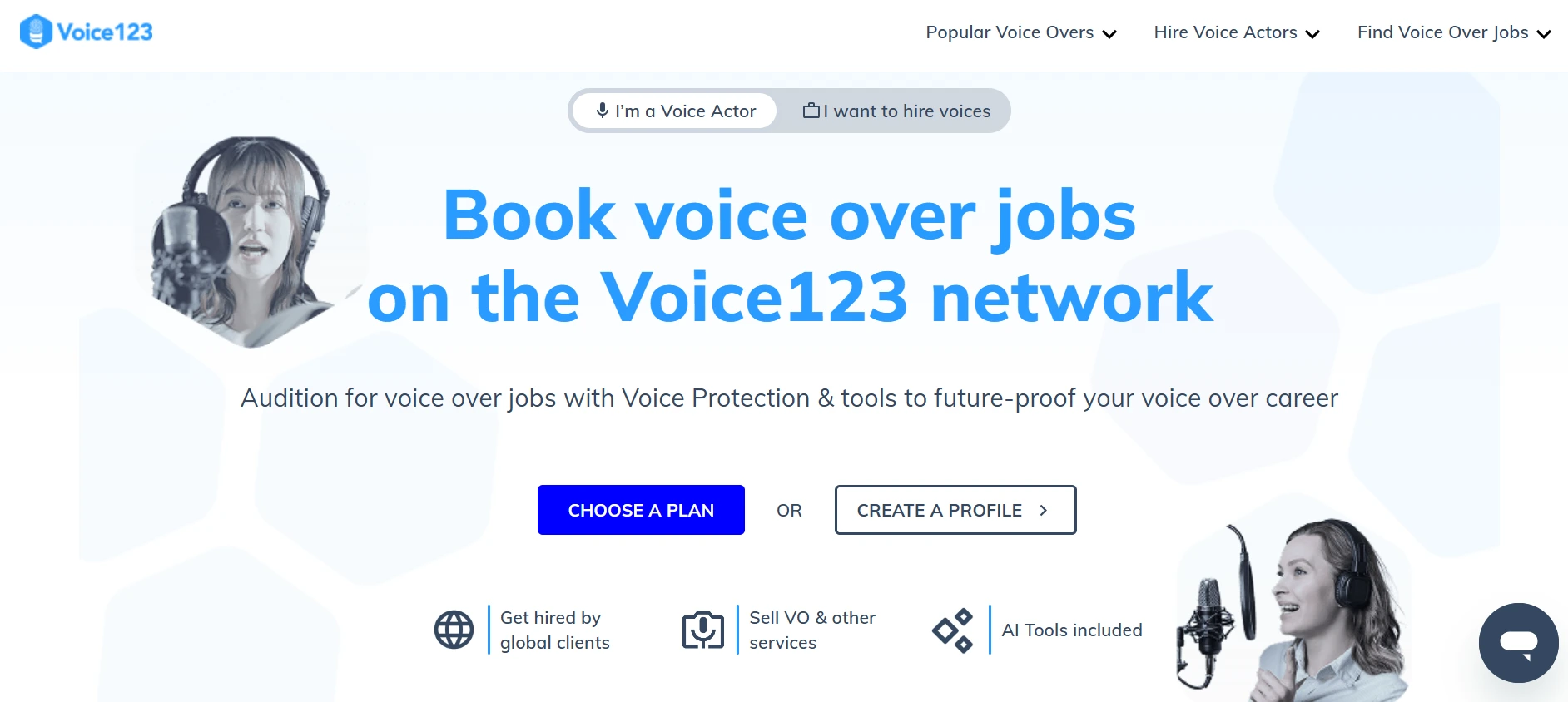 Voice123 webpage