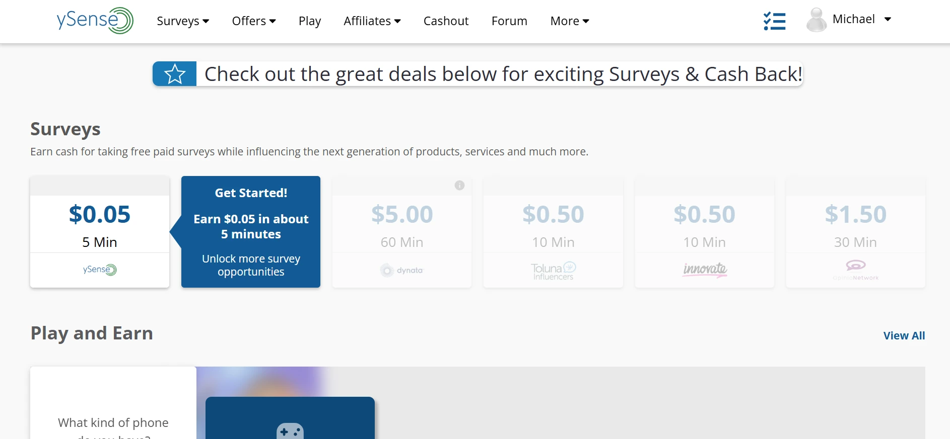 ySense webpage