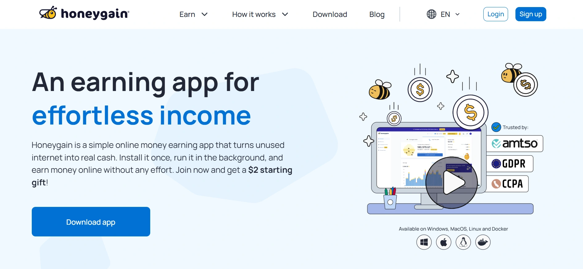 Honeygain webpage