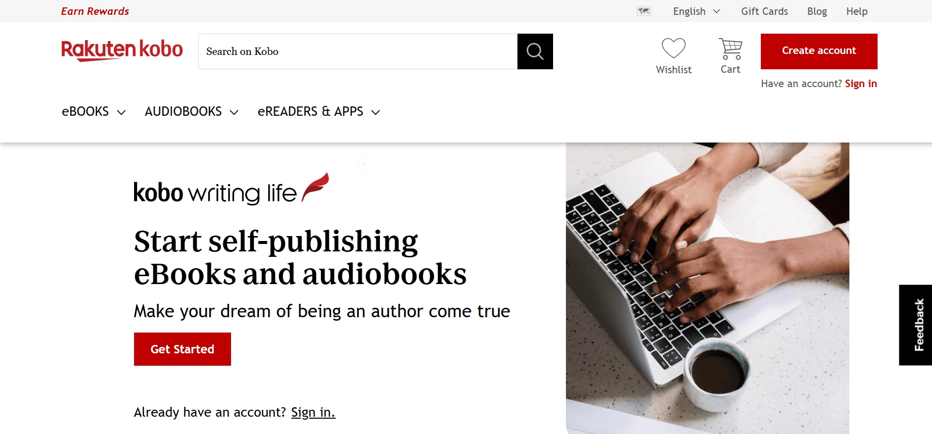 Kobo Writing Life webpage