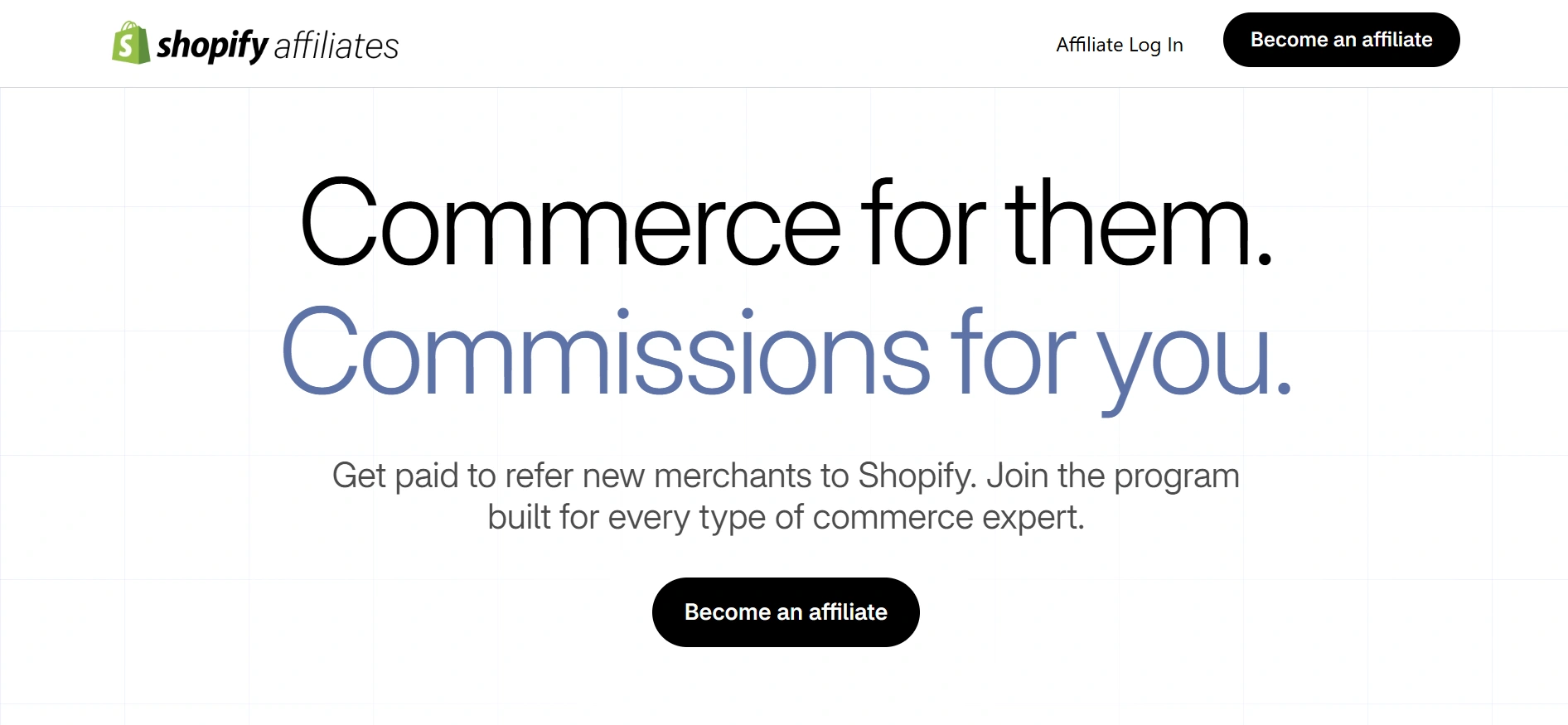 Shopify Affiliate Program webpage