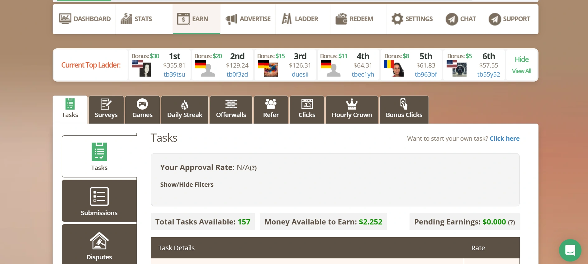 TimeBucks webpage