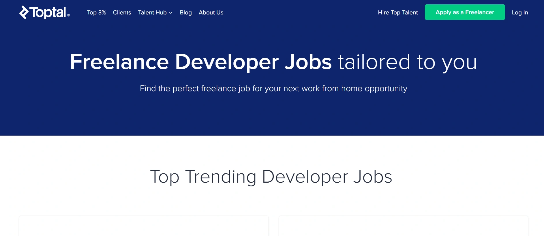 Toptal freelance developers  webpage