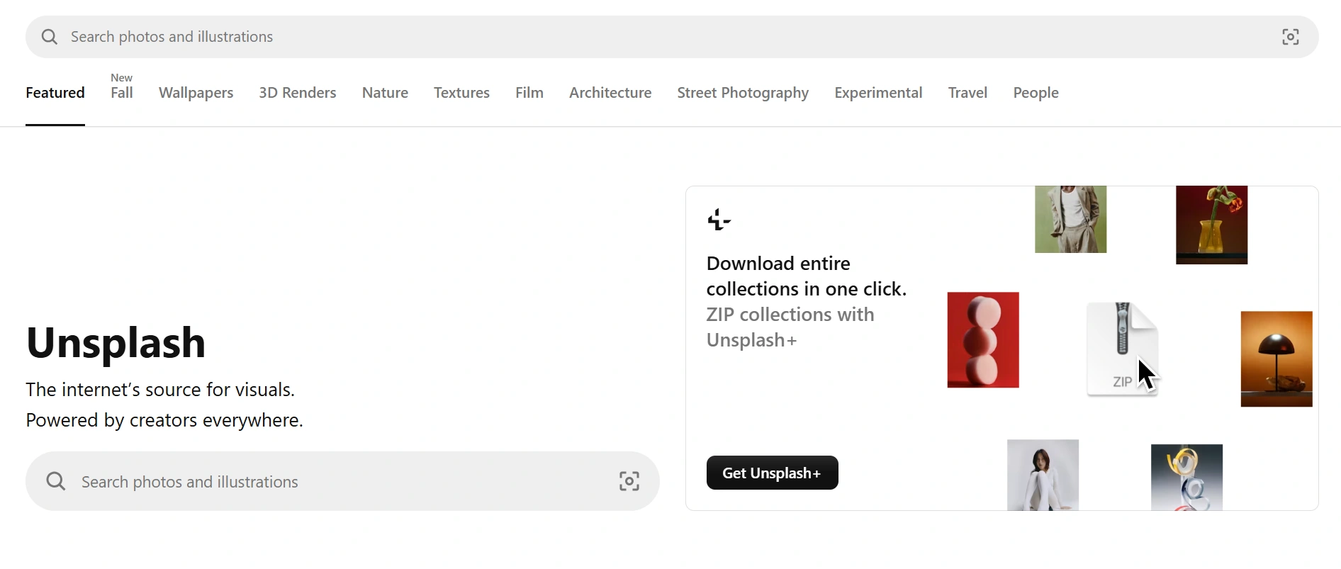 Unsplash webpage