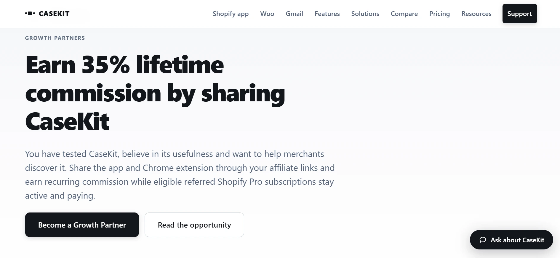 CaseKit Growth Partner Program webpage