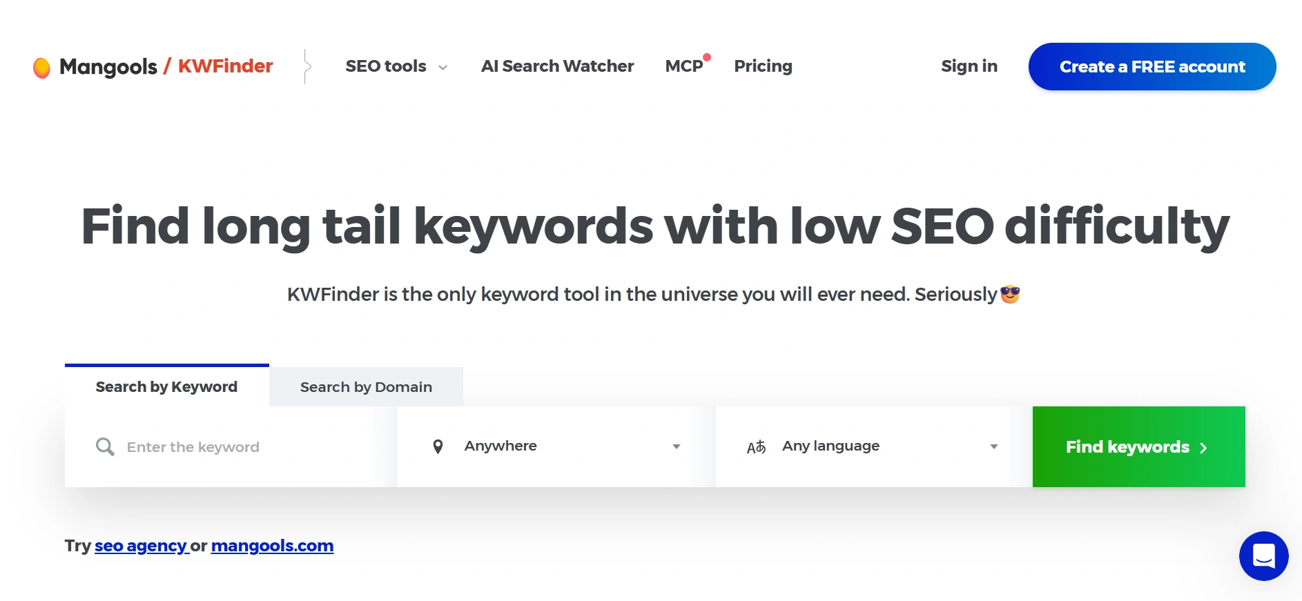 KWFinder webpage