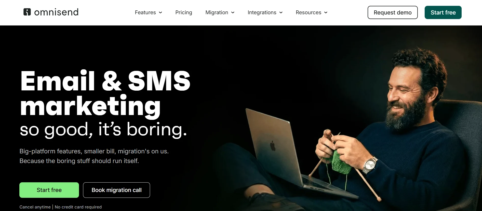Screenshot showing omnisend webpage