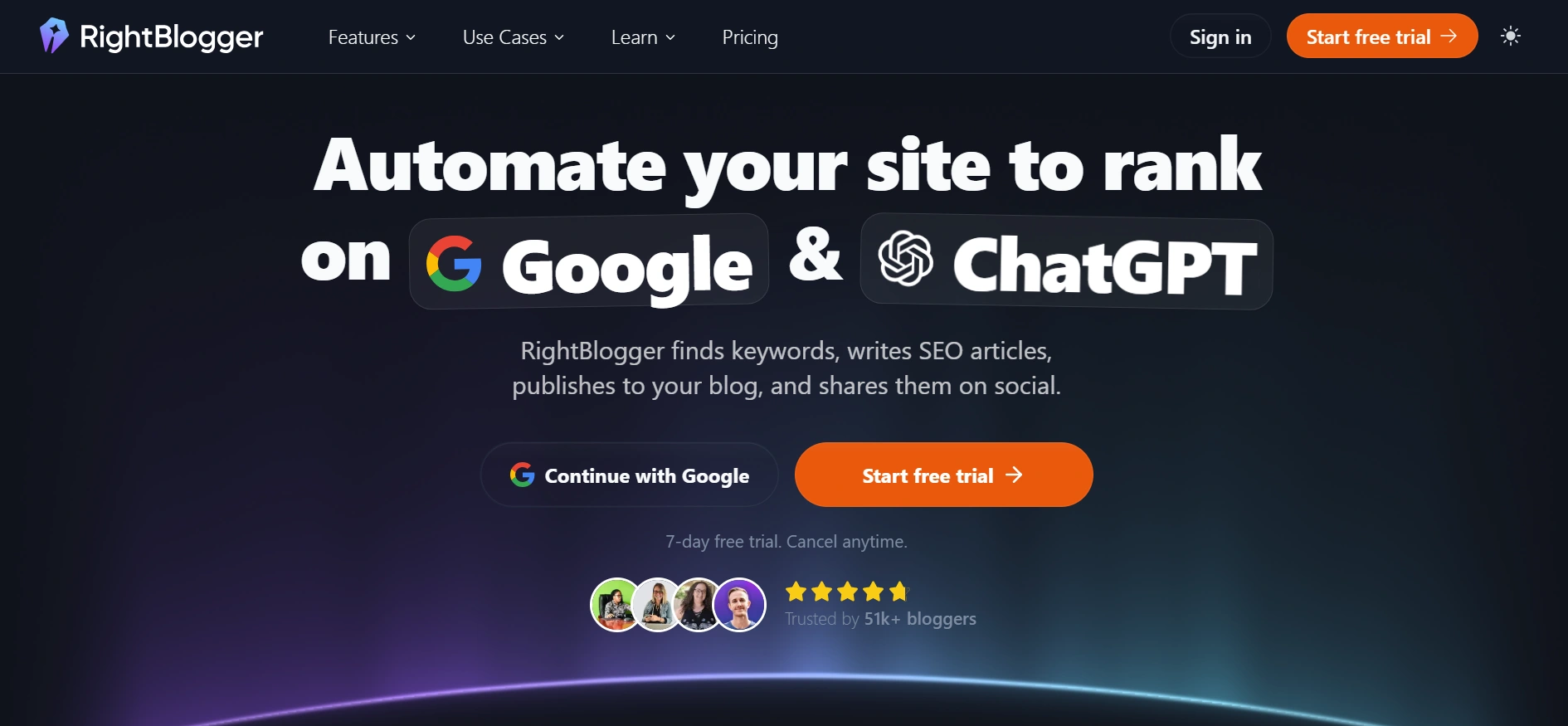 RightBlogger webpage