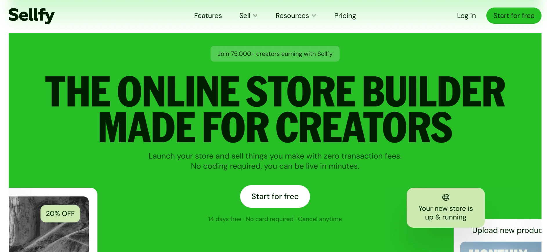 Sellfy webpage