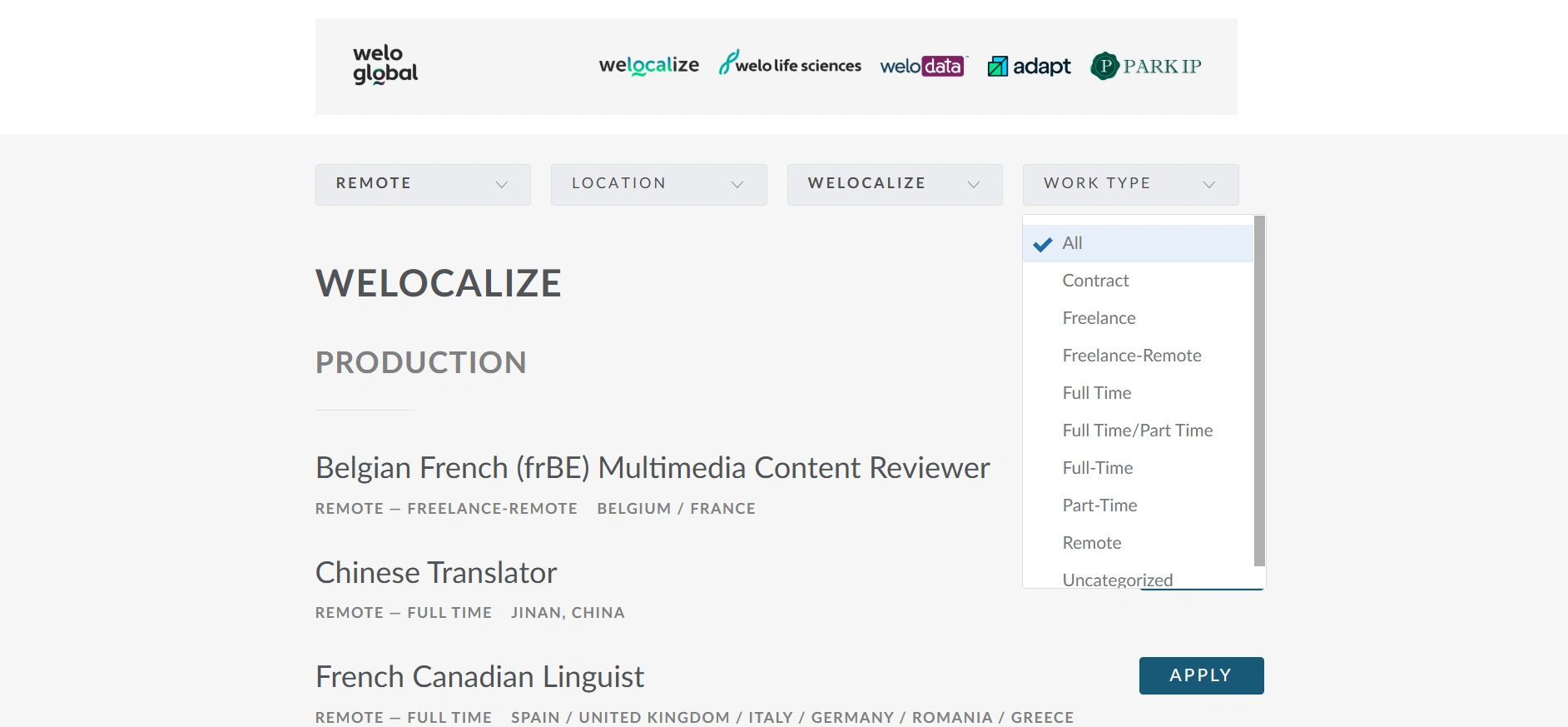 Welocalize webpage