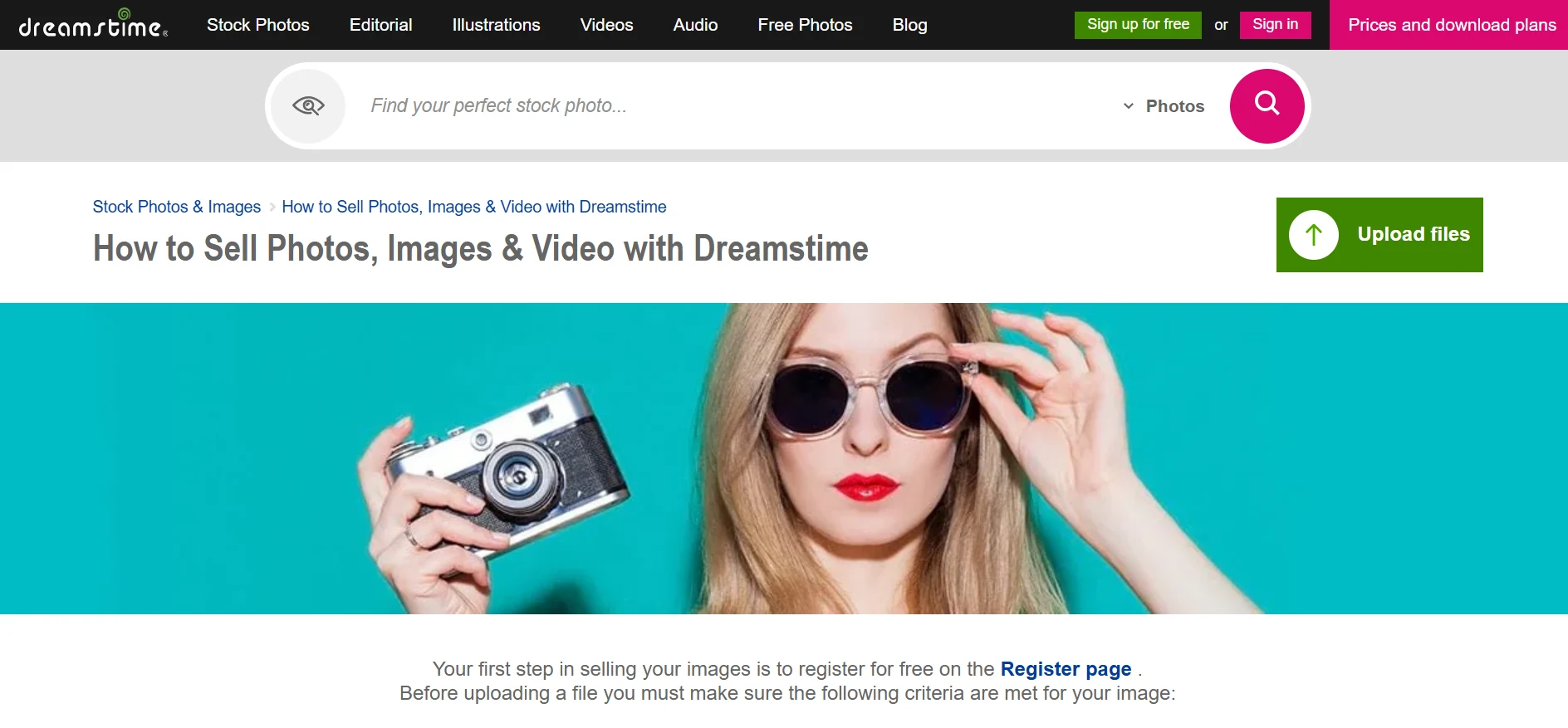 Dreamstime webpage